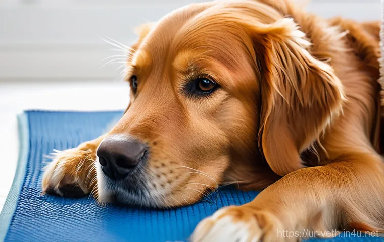 강아지 수술 후 흉터 관리 - **Prompt 1: Post-Surgery Comfort and Immediate Care**
    "A Golden Retriever mix dog, named 'Browni...